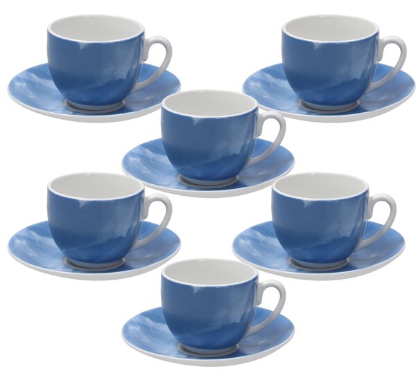 Комплект 6 чаши за кафе и чинийки TOGNANA SFERA Colorplay Blu, 120 мл