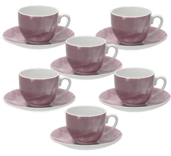 Комплект 6 чаши за кафе и чинийки TOGNANA SFERA Colorplay Rosa, 120 мл