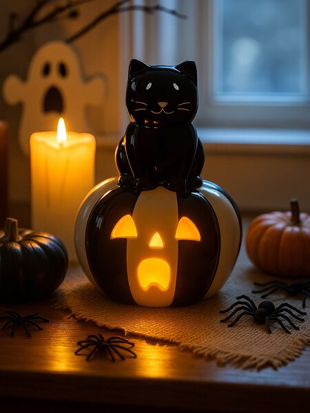 Sinsay - Керамична LED настолна лампа с Halloween мотив - черeн
