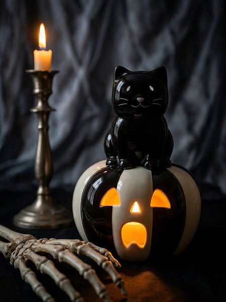 Sinsay - Керамична LED настолна лампа с Halloween мотив - черeн