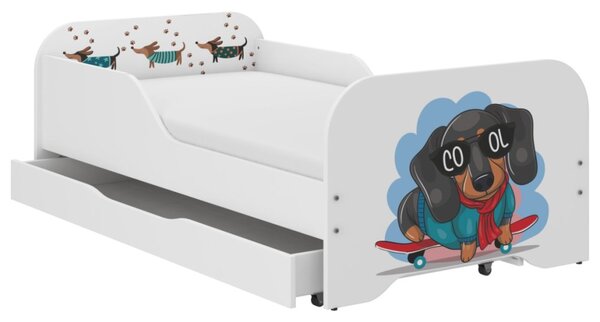 Детско легло 140 × 70 см с матрак и решетка – COOL DOG