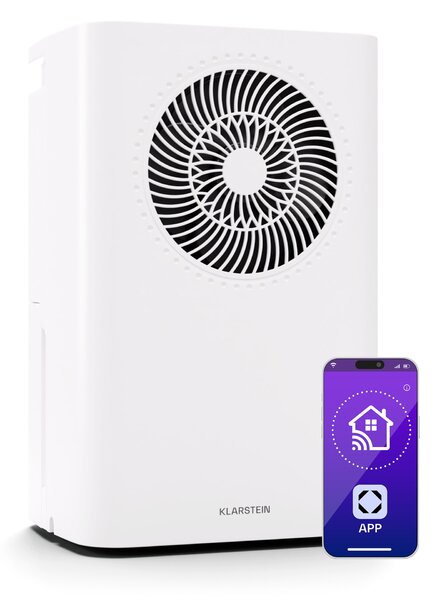 Klarstein CircleDry Smart 16 L влагоуловител, 16 л/ден, 290 W, 30-40 м², WiFi, таймер, филтър