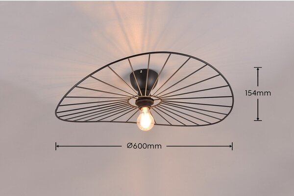 Матово черно таванно осветително тяло ø 60 cm Chapeau - Reality