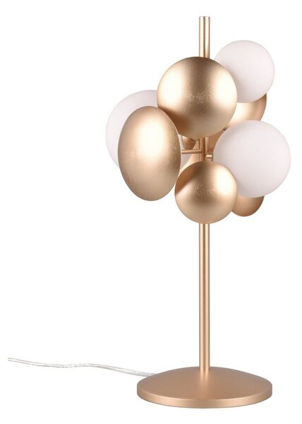 Настолна лампа със стъклен абажур в златисто и бяло (височина 50 cm) Bubble - Trio Select