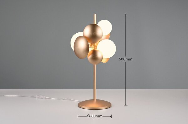 Настолна лампа със стъклен абажур в златисто и бяло (височина 50 cm) Bubble - Trio Select