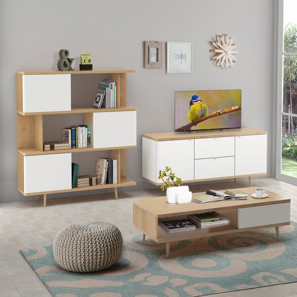 Бял шкаф за книги в дъб 120x130 cm Alana - Støraa
