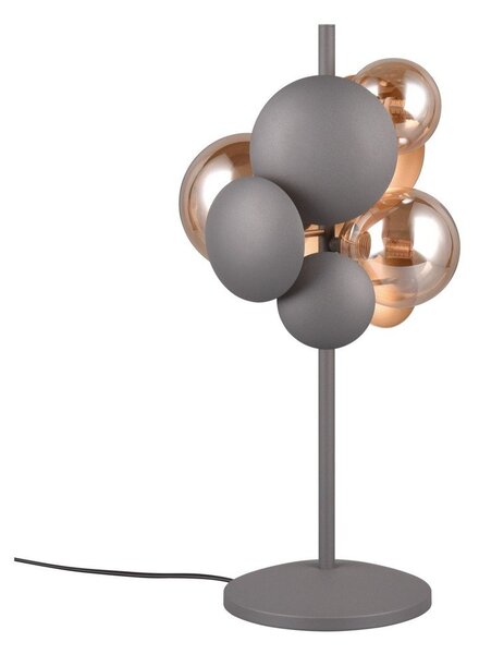 Настолна лампа със стъклен абажур в сиво-златисто (височина 50 cm) Bubble - Trio Select
