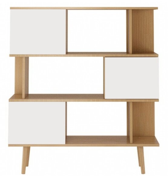 Бял шкаф за книги в дъб 120x130 cm Alana - Støraa