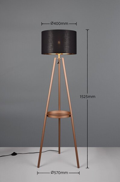 Кафява подова лампа с рафт (височина 152 cm) Colette - Reality