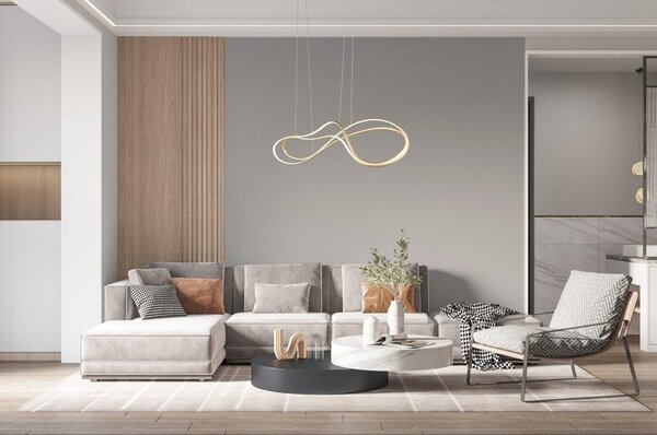 LED висяща лампа с метален абажур в златисто Nala - Trio Select