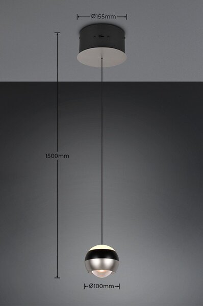 LED висящо осветително тяло в черен и сребрист цвят ø 15,5 cm Orbit – Trio Select