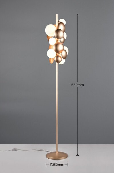 Подова лампа със стъклен абажур в златисто и бяло (височина 155 cm) Bubble - Trio Select