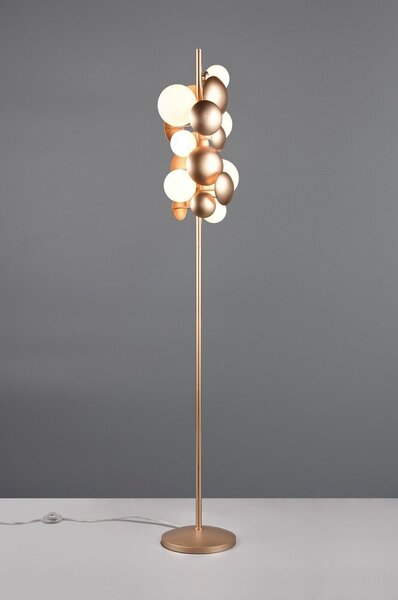 Подова лампа със стъклен абажур в златисто и бяло (височина 155 cm) Bubble - Trio Select