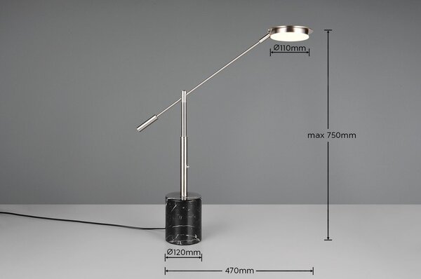 LED настолна лампа в черен и сребрист цвят (височина 65 cm) Fiore – Trio Select