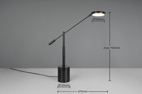Черна LED настолна лампа (височина 65 cm) Fiore – Trio Select