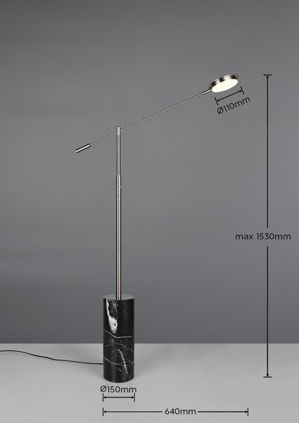 LED подова лампа в черен и сребрист цвят (височина 145 cm) Fiore – Trio Select