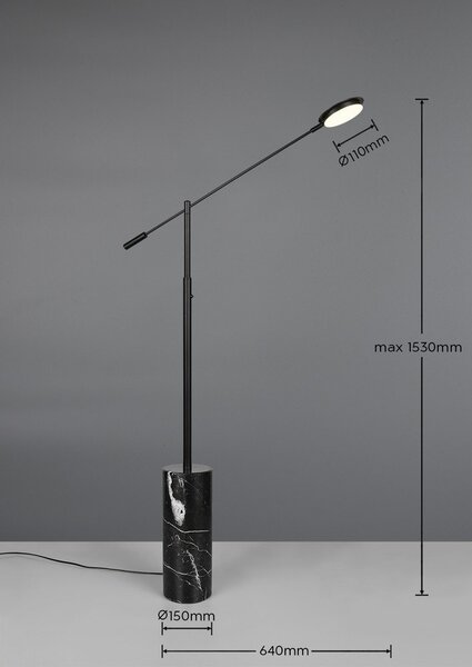 Черна LED подова лампа (височина 145 cm) Fiore – Trio Select