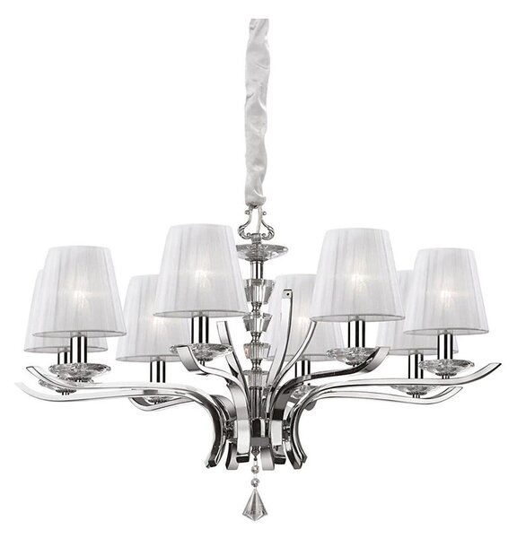 Ideal Lux - Пендел PEGASO 8xE14/28W/230V Ø 76 см лъскав хром