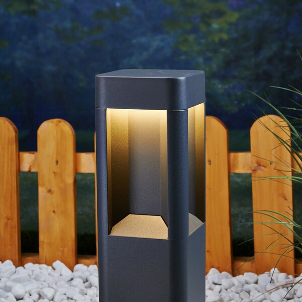 Lucande LED лампа за пиедестал Annika, антрацит, метал, 50 cm, Черен, Метал, Модерен
