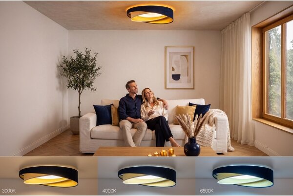 LED димируемо таванно осветително тяло SM. GALAXY M. 24W/230V Ø 55 cm син/бял/златист + дистанционно управление