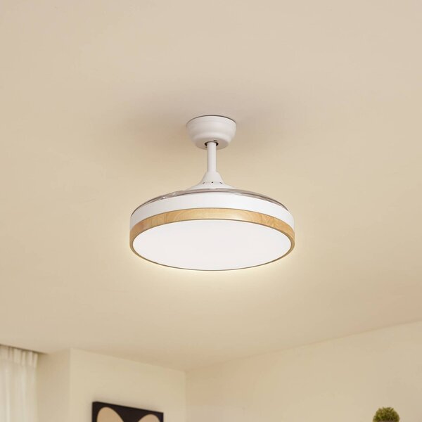 Вентилатор за таван Lindby LED Oras, бял, DC, тих, Ø 107 cm
