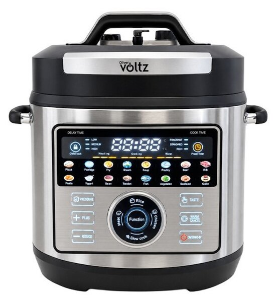 Мултикукър под налягане Oliver Voltz OV51985L6, 1000W, 6L, 90 kPa, 3 степени, LED дисплей, Инокс