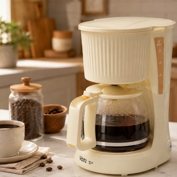 Кафемашина Oliver Voltz Nice OV51170PR, 750 W, 1.5 л - 12 чаши, Поддъжане на топлината, Крем
