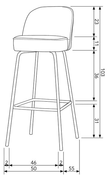 Кадифен бар стол в бронзов цвят (височина на седалката 79 cm) Vogue – WOOOD