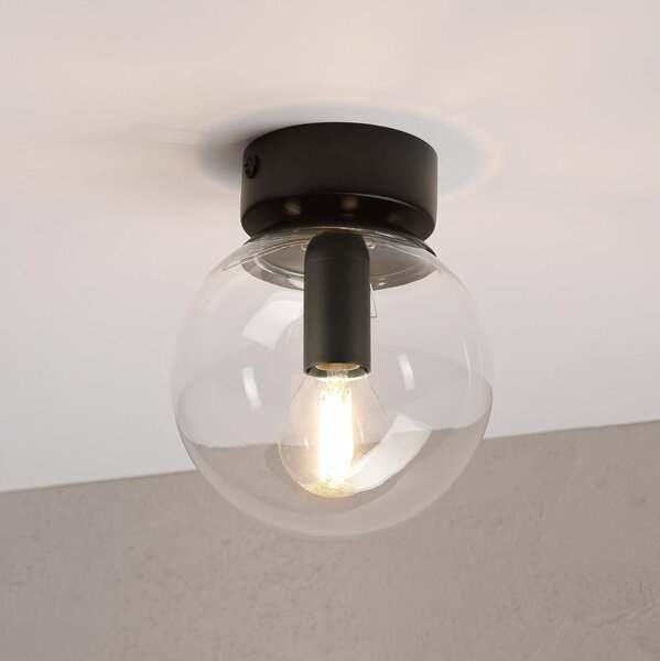 Tavanно осветително тяло ELIAS 1xE14/5W/230V Ø 13 cm черно/прозрачно