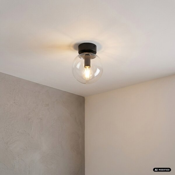 Tavanно осветително тяло ELIAS 1xE14/5W/230V Ø 13 cm черно/прозрачно