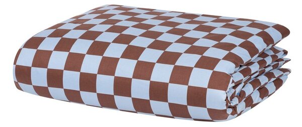 Светлосиня/кафява единична олекотена завивка от памучен сатен 140x200 cm Plu – noo.ma