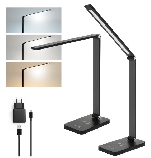 Brilagi -LED димируема настолна лампа с докосване и безжично зареждане QI LED/7W/5V 3000/4000/6000K черна