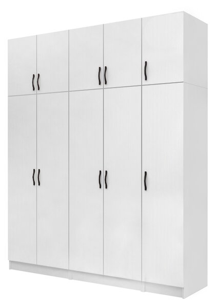 Шкаф с пет врати от меламин Vivian с кабинет в бял цвят 200x51.8x240см