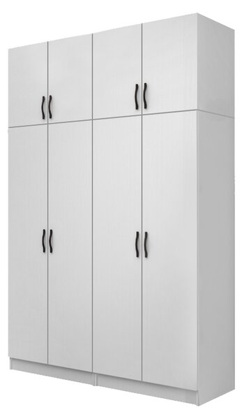 Шкаф с четири врати от меламин Vivian с кабинет в бял цвят 160x51.8x240см