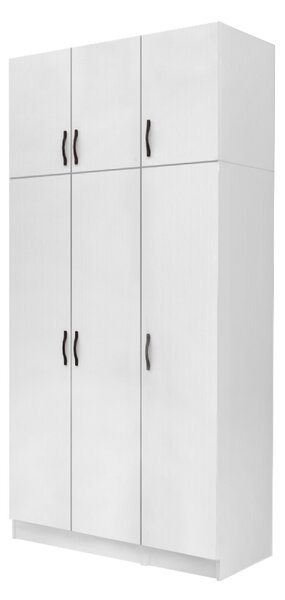 Шкаф с три врати от меламин Vivian с кабинет в бял цвят 120x51.8x240см
