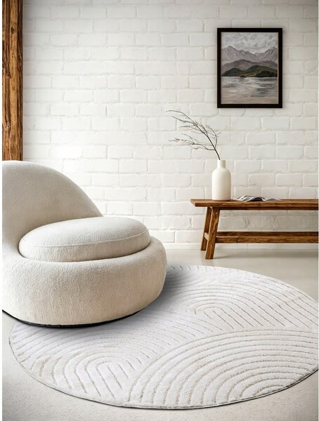 Бял кръгъл килим ø 160 cm Panglao New York White – Elle Decoration