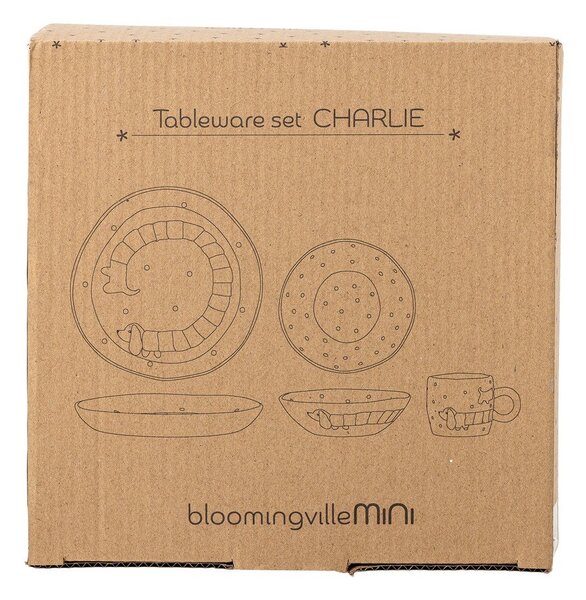 Глинен детски комплект за хранене 3 бр. Charlie – Bloomingville Mini
