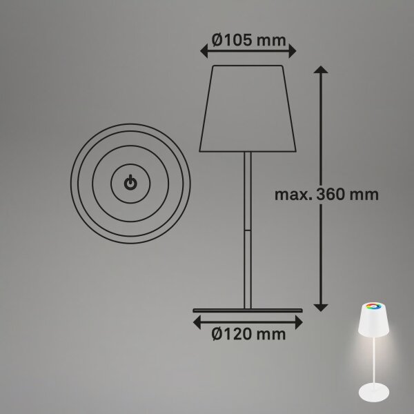 Briloner 7559016-LED RGB St настолна лампа COLORIS 3,5W/5V IP44 2000mAh Wi-Fi Tuya
