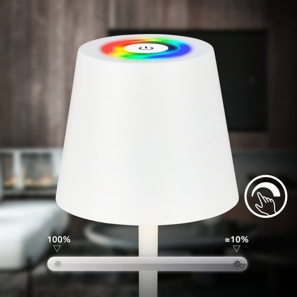 Briloner 7517016 - LED RGB димируема настолна лампа CILANO 3W/5V IP44 2000 mAh бяла