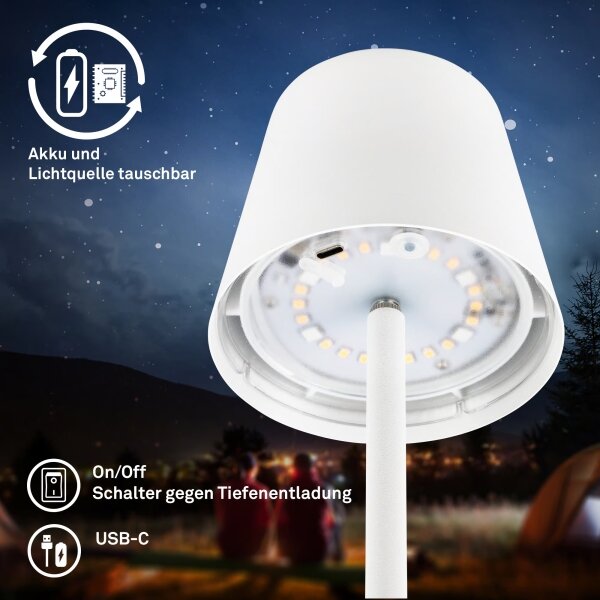 Briloner 7517016 - LED RGB димируема настолна лампа CILANO 3W/5V IP44 2000 mAh бяла