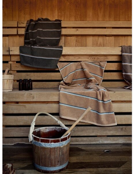 Черна/светлосива памучна хавлиена кърпа 70x140 cm Sauna – Zone