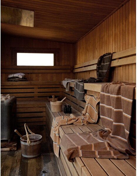 Черна/светлосива памучна хавлиена кърпа 70x140 cm Sauna – Zone