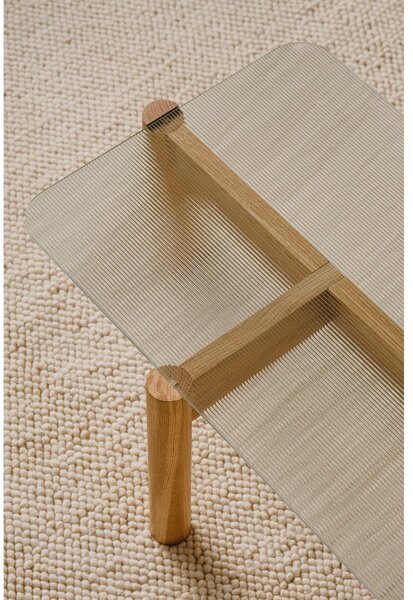 Масичка за кафе със стъклен плот в естествен цвят 55x105 cm Kob – noo.ma