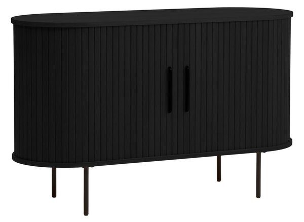Черен скрин от дъбов декор с плъзгащи се врати 120x76x45 cm Nola – Unique Furniture