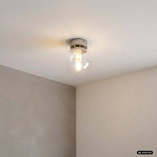 Плафон ELIAS 1xE14/5W/230V Ø 13 см матов хром/прозрачно