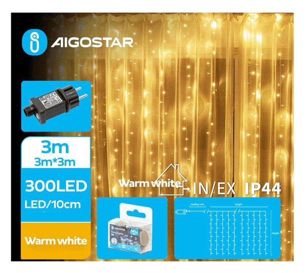 Aigostar - LED Екстериорни Коледни лампички 300xLED/8 функции 6x3m IP44 топло бял