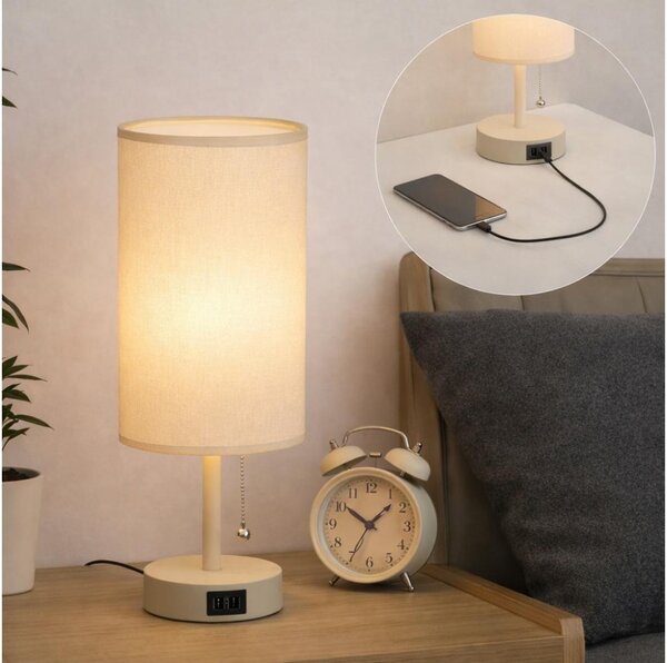Brilagi - Настолна лампа с USB порт TABLON 1xE27/25W/230V бежова/кремава