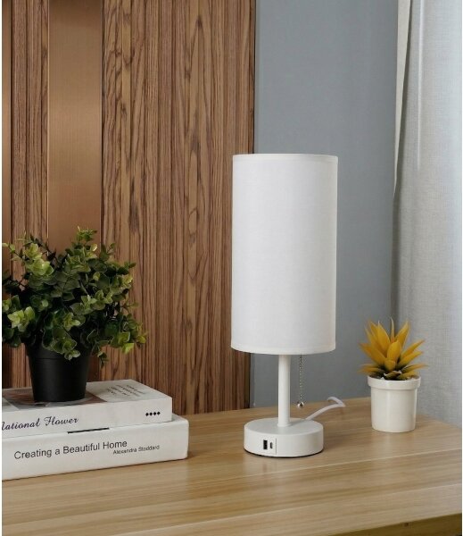 Brilagi - Настолна лампа с USB порт TABLON 1xE27/25W/230V бяла