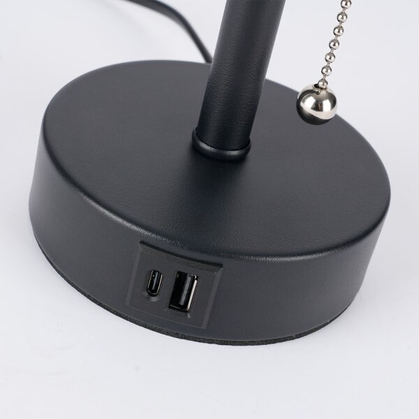 Brilagi - Настолна лампа с USB порт TABLON 1xE27/25W/230V черна/бяла