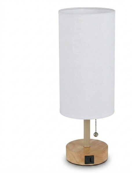 Brilagi - Настолна лампа с USB порт TABLON 1xE27/25W/230V дъб/бежова/бяла